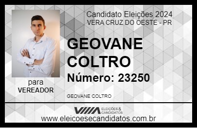 Candidato GEOVANE COLTRO 2024 - VERA CRUZ DO OESTE - Eleições