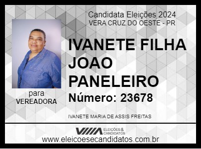 Candidato IVANETE FILHA JOAO PANELEIRO 2024 - VERA CRUZ DO OESTE - Eleições