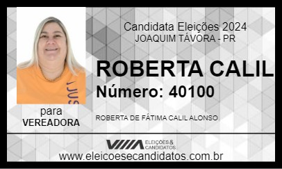 Candidato ROBERTA CALIL 2024 - JOAQUIM TÁVORA - Eleições