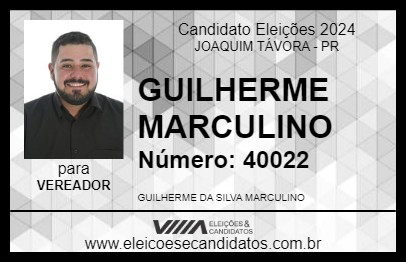 Candidato GUILHERME MARCULINO 2024 - JOAQUIM TÁVORA - Eleições