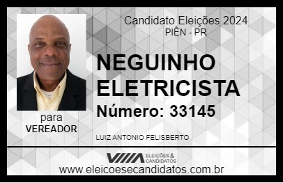 Candidato NEGUINHO ELETRICISTA 2024 - PIÊN - Eleições