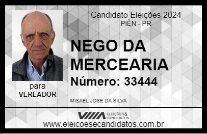 Candidato NEGO DA MERCEARIA 2024 - PIÊN - Eleições