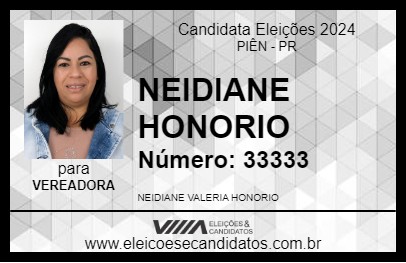 Candidato NEIDIANE HONORIO 2024 - PIÊN - Eleições