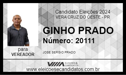 Candidato GINHO PRADO 2024 - VERA CRUZ DO OESTE - Eleições