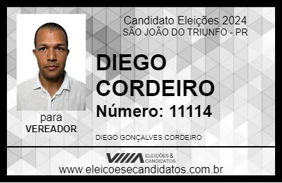 Candidato DIEGO CORDEIRO 2024 - SÃO JOÃO DO TRIUNFO - Eleições