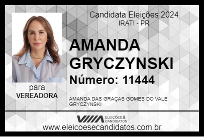 Candidato AMANDA GRYCZYNSKI 2024 - IRATI - Eleições