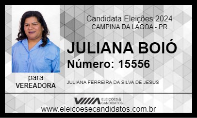 Candidato JULIANA BOIÓ 2024 - CAMPINA DA LAGOA - Eleições