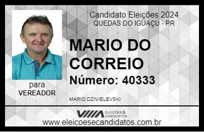 Candidato MARIO DO CORREIO 2024 - QUEDAS DO IGUAÇU - Eleições