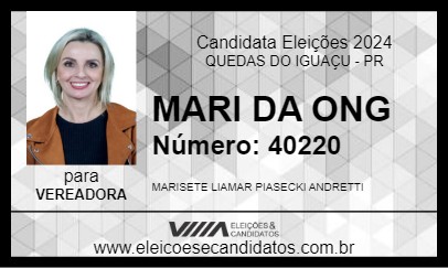 Candidato MARI DA ONG 2024 - QUEDAS DO IGUAÇU - Eleições