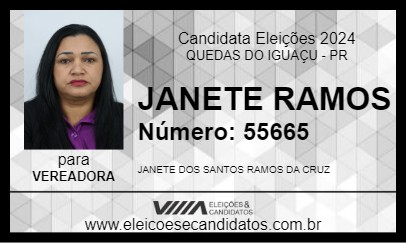 Candidato JANETE RAMOS 2024 - QUEDAS DO IGUAÇU - Eleições