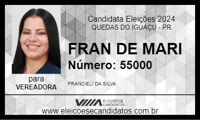 Candidato FRAN DE MARI 2024 - QUEDAS DO IGUAÇU - Eleições