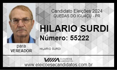 Candidato HILARIO SURDI 2024 - QUEDAS DO IGUAÇU - Eleições