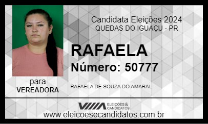 Candidato RAFAELA 2024 - QUEDAS DO IGUAÇU - Eleições