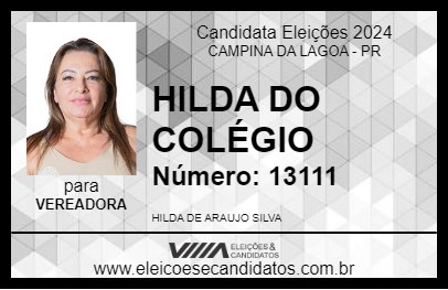 Candidato HILDA DO COLÉGIO 2024 - CAMPINA DA LAGOA - Eleições