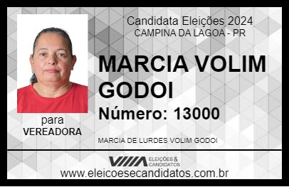 Candidato MARCIA VOLIM GODOI 2024 - CAMPINA DA LAGOA - Eleições