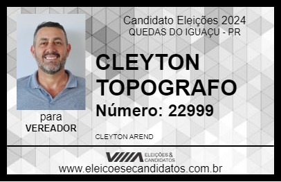 Candidato CLEYTON TOPOGRAFO 2024 - QUEDAS DO IGUAÇU - Eleições