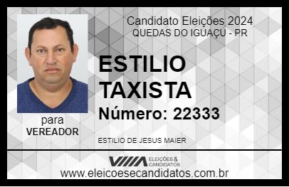 Candidato ESTILIO TAXISTA 2024 - QUEDAS DO IGUAÇU - Eleições