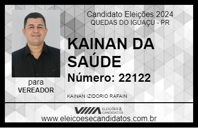 Candidato KAINAN DA SAÚDE 2024 - QUEDAS DO IGUAÇU - Eleições