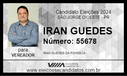 Candidato IRAN GUEDES 2024 - SÃO JORGE D\OESTE - Eleições