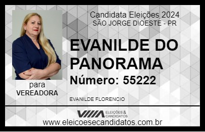 Candidato EVANILDE DO PANORAMA 2024 - SÃO JORGE D\OESTE - Eleições