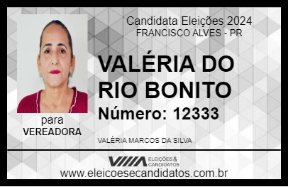 Candidato VALÉRIA DO RIO BONITO 2024 - FRANCISCO ALVES - Eleições