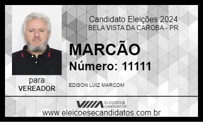 Candidato MARCÃO 2024 - BELA VISTA DA CAROBA - Eleições