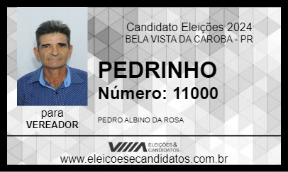 Candidato PEDRINHO 2024 - BELA VISTA DA CAROBA - Eleições