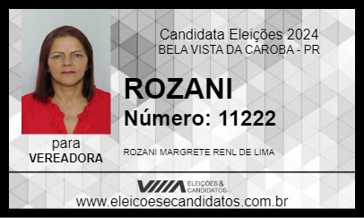 Candidato ROZANI 2024 - BELA VISTA DA CAROBA - Eleições