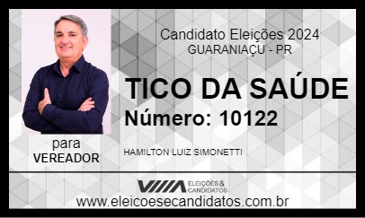 Candidato TICO DA SAÚDE 2024 - GUARANIAÇU - Eleições