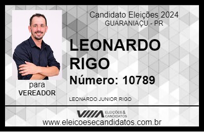 Candidato LEONARDO RIGO 2024 - GUARANIAÇU - Eleições