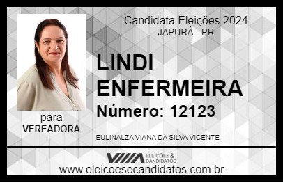 Candidato LINDI ENFERMEIRA 2024 - JAPURÁ - Eleições