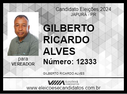 Candidato GILBERTO RICARDO ALVES 2024 - JAPURÁ - Eleições