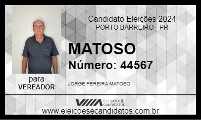 Candidato MATOSO 2024 - PORTO BARREIRO - Eleições