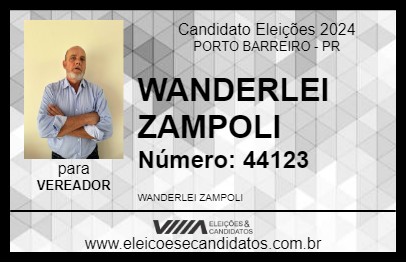 Candidato WANDERLEI ZAMPOLI 2024 - PORTO BARREIRO - Eleições