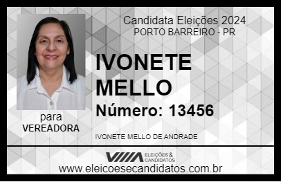 Candidato IVONETE MELLO 2024 - PORTO BARREIRO - Eleições