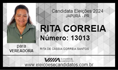 Candidato RITA CORREIA 2024 - JAPURÁ - Eleições