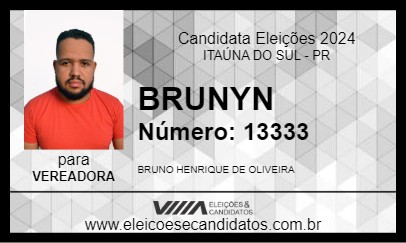 Candidato BRUNYN A VOZ DO POVO 2024 - ITAÚNA DO SUL - Eleições