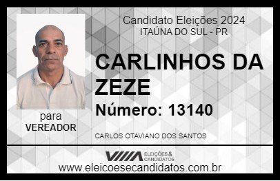 Candidato CARLINHOS DA ZEZE 2024 - ITAÚNA DO SUL - Eleições