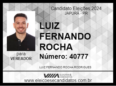 Candidato LUIZ FERNANDO ROCHA  2024 - JAPURÁ - Eleições