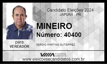 Candidato MINEIRO 2024 - JAPURÁ - Eleições