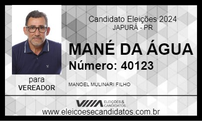 Candidato MANÉ  DA ÁGUA  2024 - JAPURÁ - Eleições