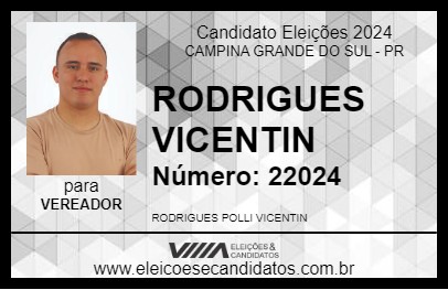 Candidato RODRIGUES  VICENTIN 2024 - CAMPINA GRANDE DO SUL - Eleições