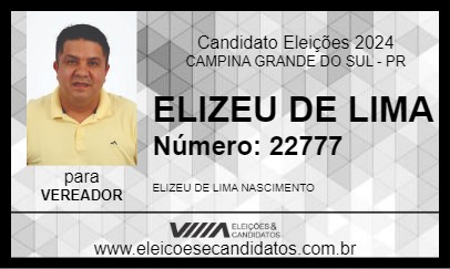 Candidato ELIZEU DE LIMA 2024 - CAMPINA GRANDE DO SUL - Eleições