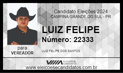 Candidato LUIZ FELIPE 2024 - CAMPINA GRANDE DO SUL - Eleições