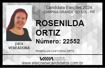 Candidato ROSENILDA ORTIZ 2024 - CAMPINA GRANDE DO SUL - Eleições