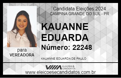 Candidato KAUANNE EDUARDA 2024 - CAMPINA GRANDE DO SUL - Eleições