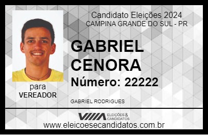 Candidato GABRIEL CENORA 2024 - CAMPINA GRANDE DO SUL - Eleições