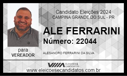 Candidato ALE FERRARINI 2024 - CAMPINA GRANDE DO SUL - Eleições