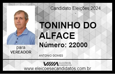 Candidato TONINHO DO ALFACE 2024 - CAMBIRA - Eleições