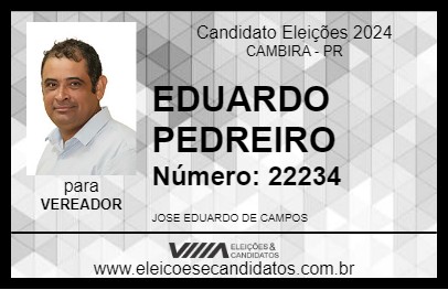 Candidato EDUARDO PEDREIRO 2024 - CAMBIRA - Eleições